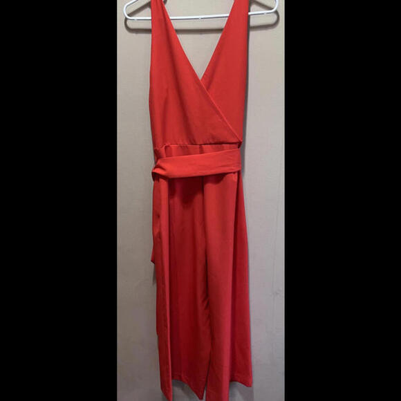 Sam Edelman Jumpsuit Coral Crop tie Waist Sz 6 EUC - Picture 4 of 6